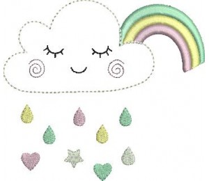 Stickdatei - Regenwolke Regenbogen